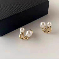 Korean Style Pearl Front & Back Earrings