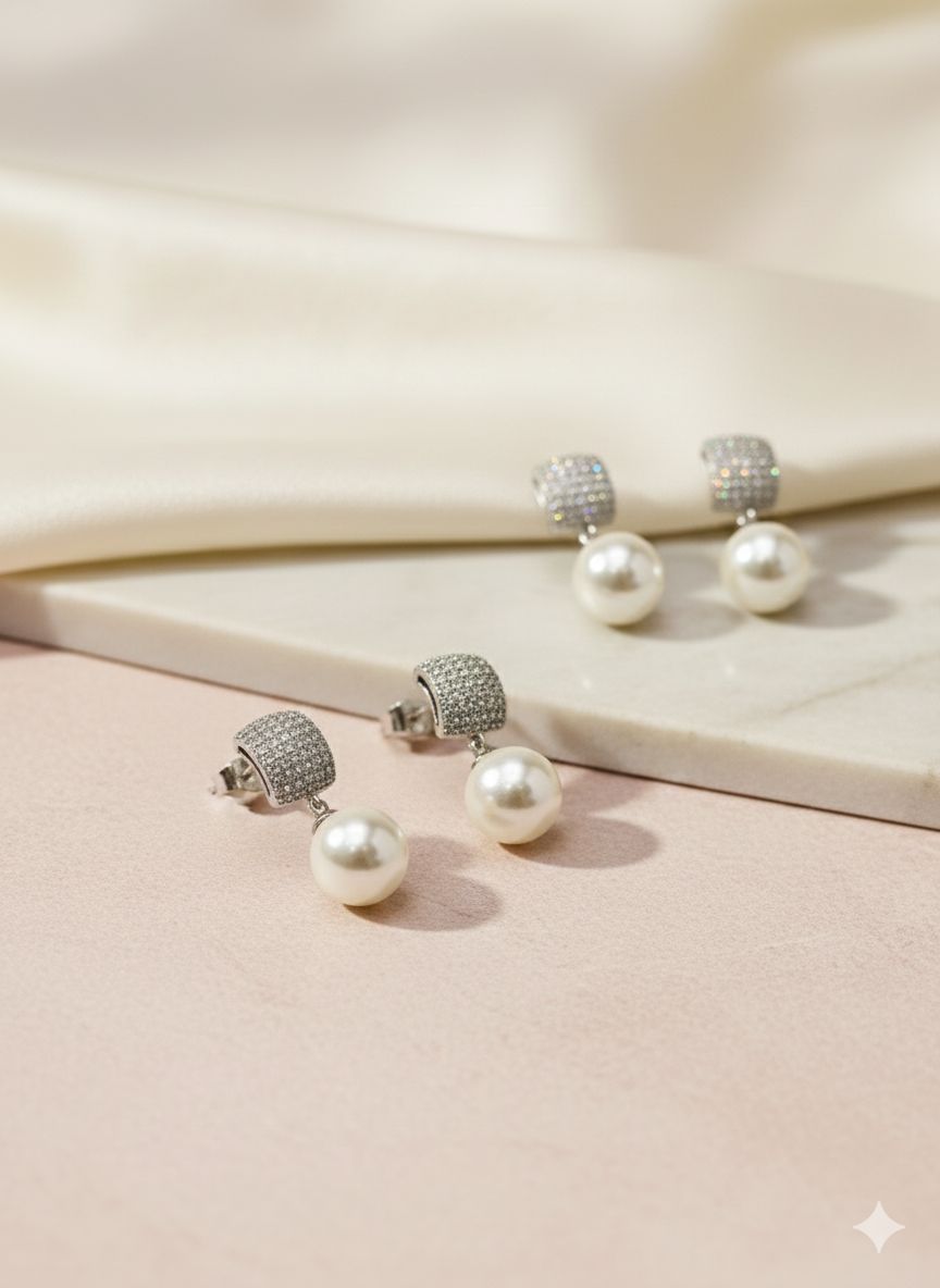 Zircon Gold Plated Stud Earrings