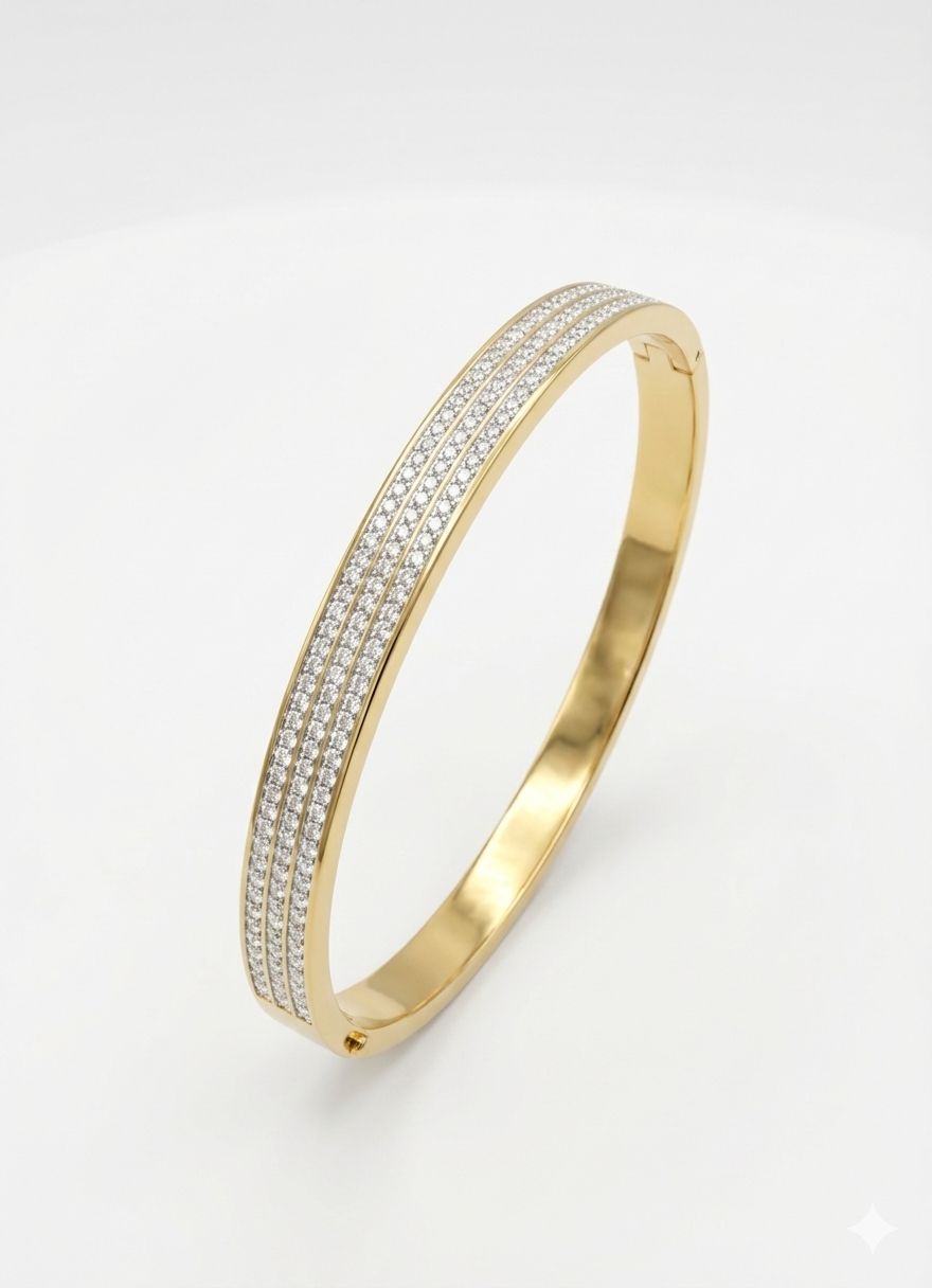 Stainless Steel Openable Zircon Bracelet