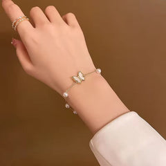 ✨ Pearl Butterfly Bracelet – Elegant & Premium ✨